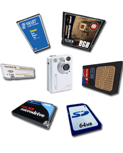Memory stick, Flash Memory, Compact Flash, Smart Media, Secure Digital, Micro Drive